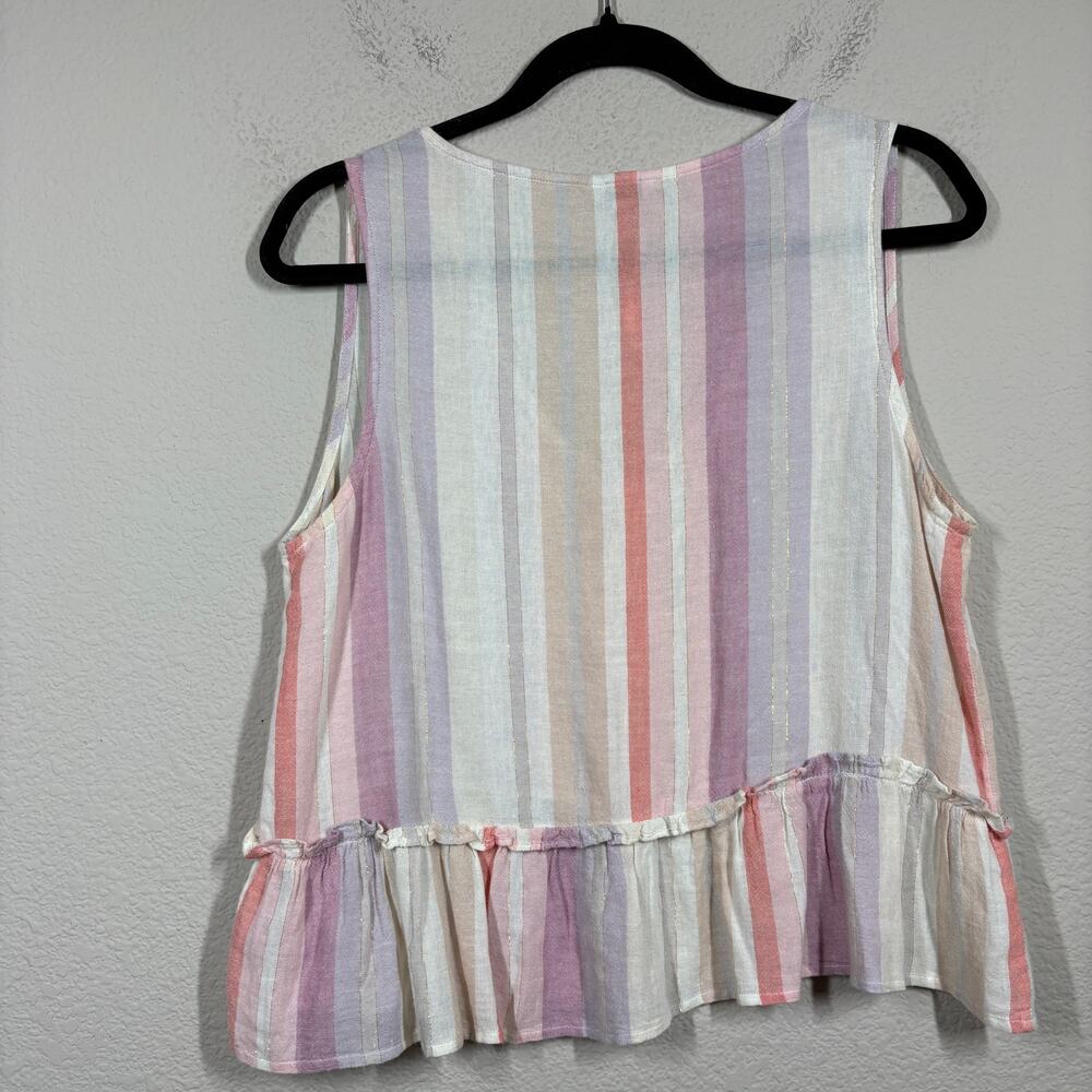 Rails Size Small Mira Juliette Stripe Tank Top Pink Striped Rayon Linen Blend - Picture 3 of 8